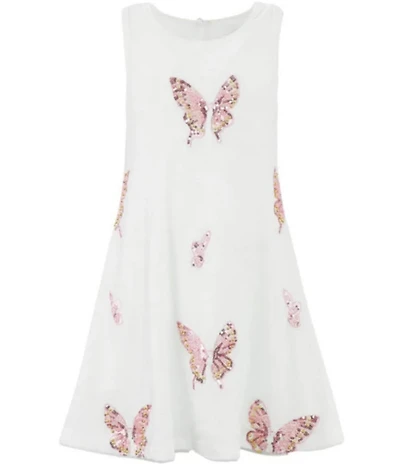 Lola + The Boys Girls Sleeveless Sequin Butterfly Velour Dress
