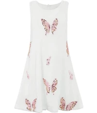 Lola + The Boys Girls Sleeveless Sequin Butterfly Velour Dress