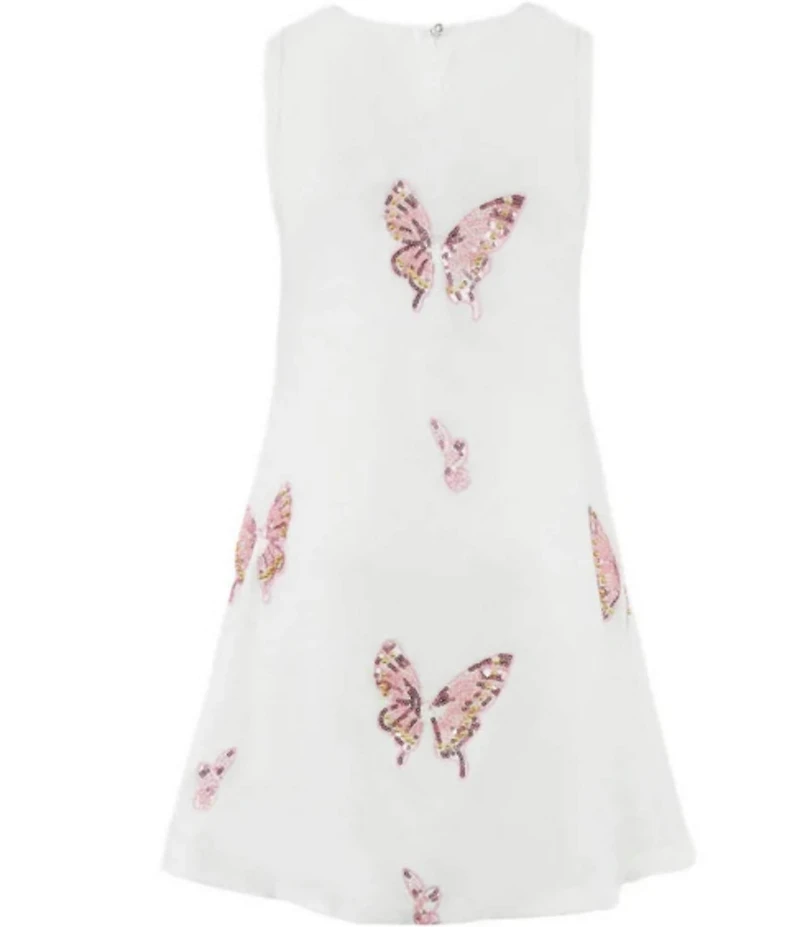 Lola + The Boys Girls Sleeveless Sequin Butterfly Velour Dress