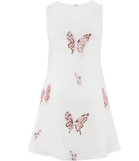 Lola + The Boys Girls Sleeveless Sequin Butterfly Velour Dress