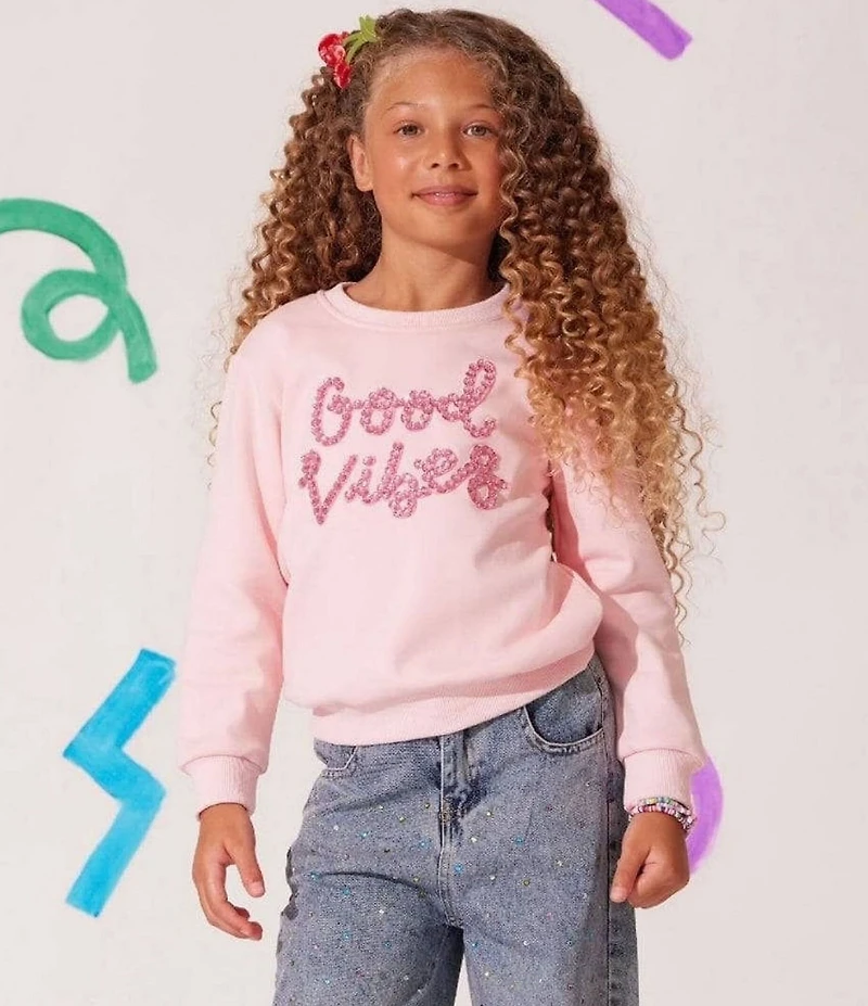 Lola + The Boys Girls Sparkling Good Vibes Sweatshirt