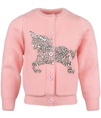 Lola + The Boys Girls Unicorn Gem Cardigan