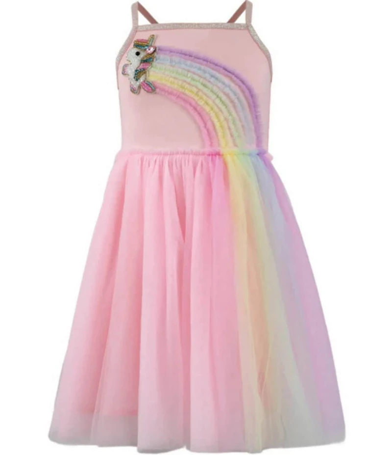 Lola + The Boys Girls Unicorn Rainbow Tulle Dress