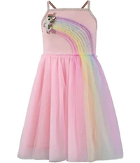 Lola + The Boys Girls Unicorn Rainbow Tulle Dress