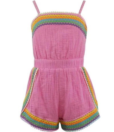Lola + The Boys Girls Spaghetti Strap Rick Rack Trim Romper