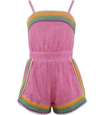 Lola + The Boys Girls Spaghetti Strap Rick Rack Trim Romper