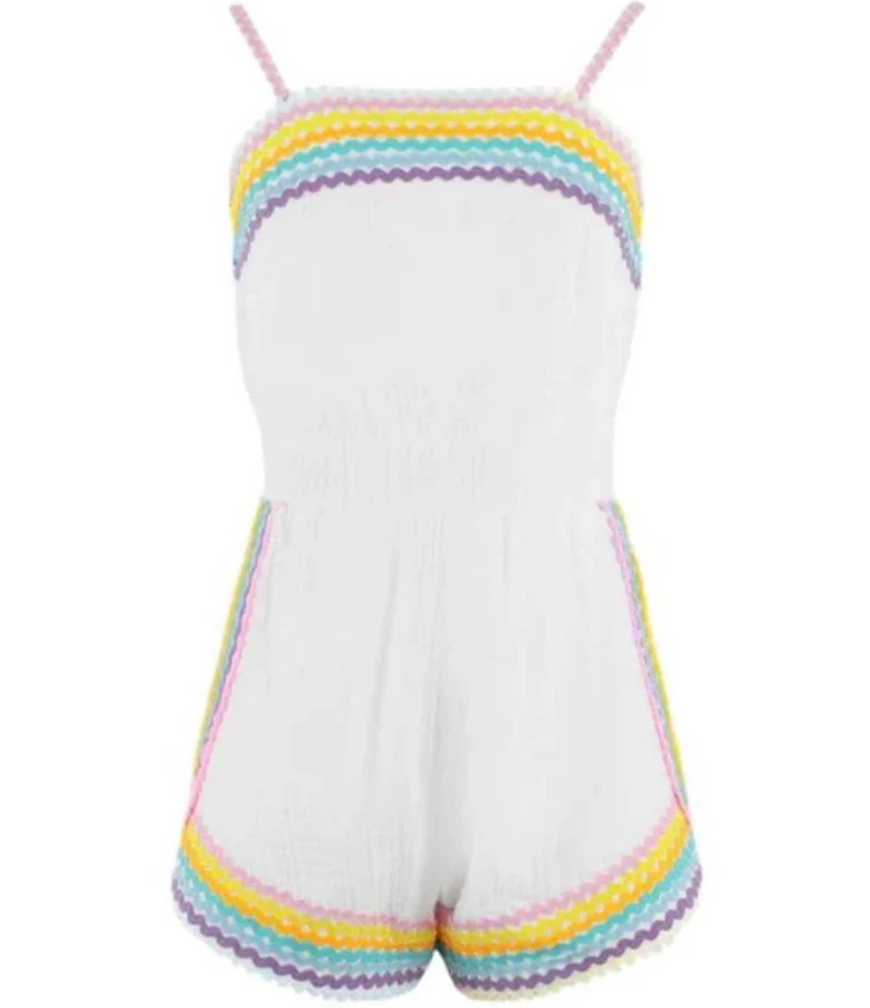 Lola + The Boys Girls White Rainbow Summer Romper