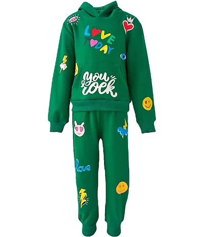 Lola + The Boys Girls You Rock Doodle Hoodie & Joggers Set