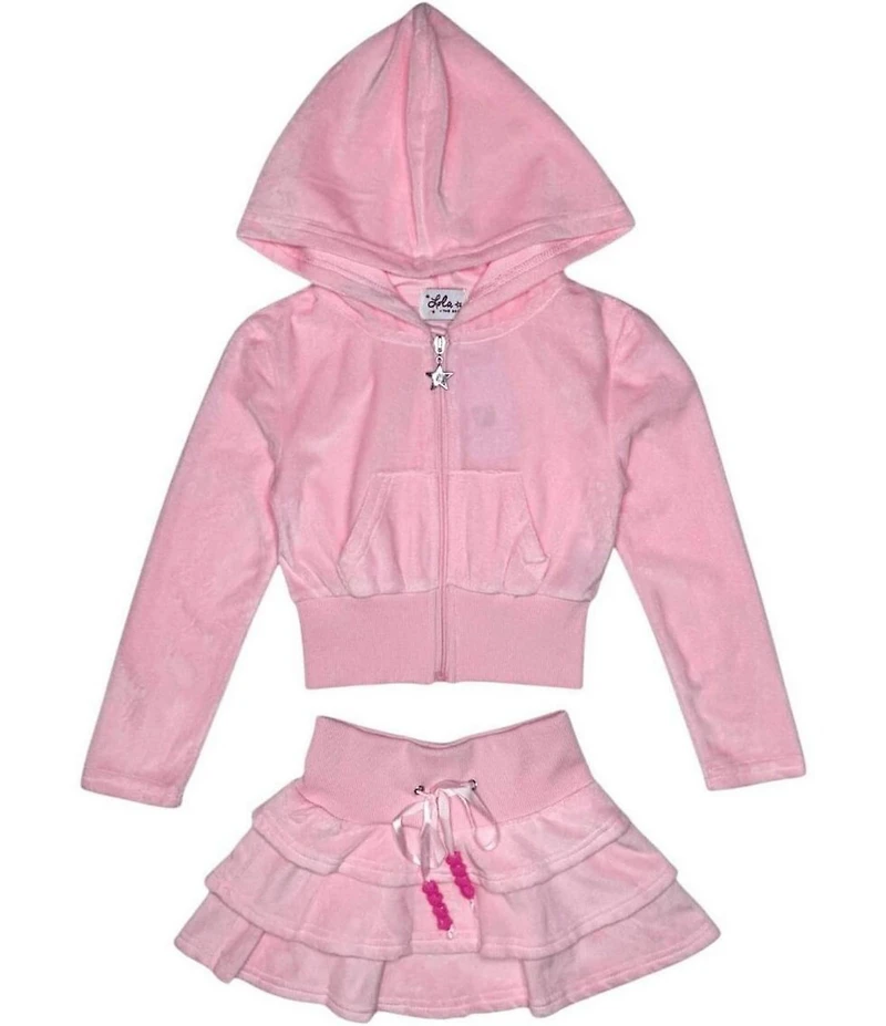 Lola + The Boys Little/Big Girls Long Sleeves Hood Velour Margot 2-Piece Set