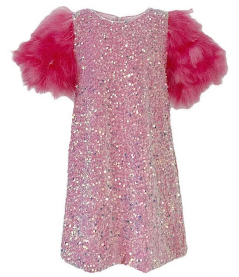 Lola + The Boys Little/Big Girls Jade Feather Party Dress