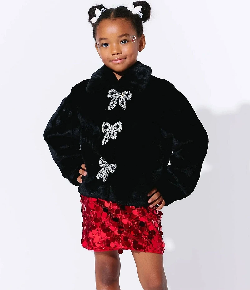 Lola + The Boys Little/Big Girls Audrey Faux Fur Bow Coat