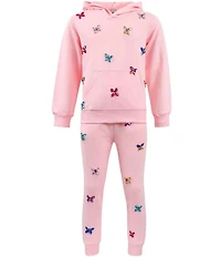 Lola + The Boys Little/Big Girls Butterfly Gem Long Sleeve Hoodie & Jogger Pants Set