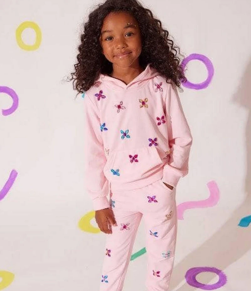 Lola + The Boys Little/Big Girls Butterfly Gem Long Sleeve Hoodie & Jogger Pants Set