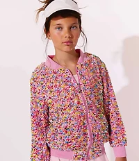 Lola + The Boys Little/Big Girls Confetti Shimmer Bomber Jacket