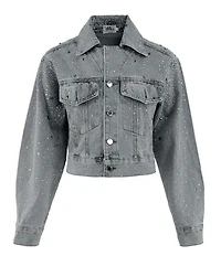 Lola + The Boys Little/Big Girls Crystal Bow Denim Jacket
