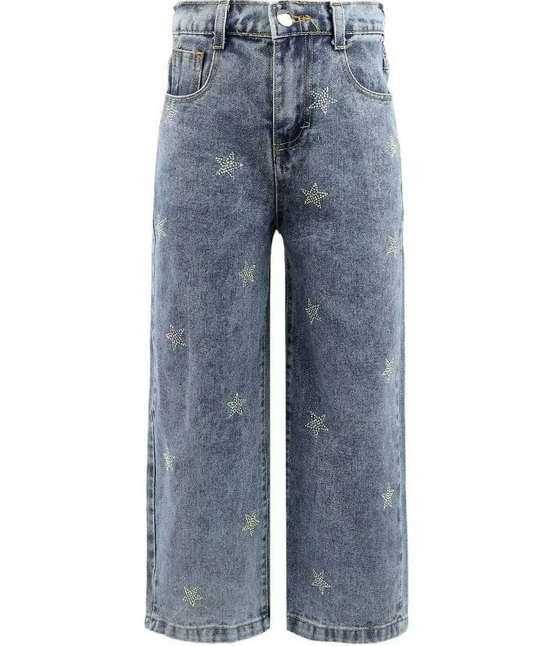 Lola + The Boys Little/Big Girls Crystal Stars Wide Leg Jeans