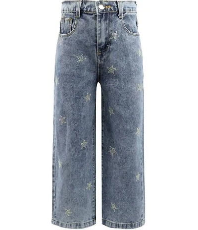 Lola + The Boys Little/Big Girls Crystal Stars Wide Leg Jeans