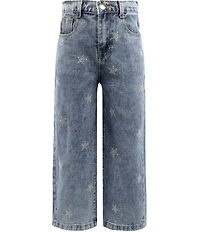 Lola + The Boys Little/Big Girls Crystal Stars Wide Leg Jeans