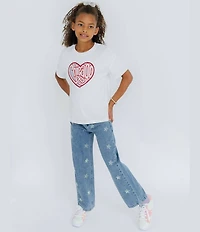 Lola + The Boys Little/Big Girls Crystal Stars Wide Leg Jeans