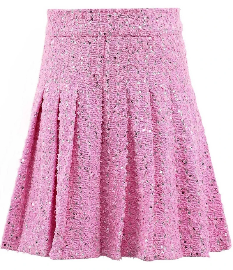 Lola + The Boys Little/Big Girls Denim Sparkle Pleated Skirt
