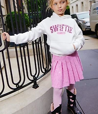 Lola + The Boys Little/Big Girls Denim Sparkle Pleated Skirt
