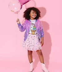 Lola + The Boys Little/Big Girls Lavender Sequin Bomber Jacket