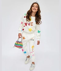 Lola + The Boys Little/Big Girls Love Doodle Print Pullover Sweatshirt & Jogger Pants Set