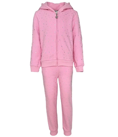 Lola + The Boys Little/Big Girls Margot Sparkle Zip Front Hoodie & Jogger Pants Set