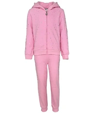 Lola + The Boys Little/Big Girls Margot Sparkle Zip Front Hoodie & Jogger Pants Set