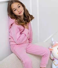 Lola + The Boys Little/Big Girls Margot Sparkle Zip Front Hoodie & Jogger Pants Set