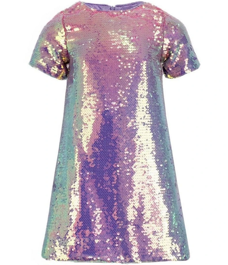 Lola + The Boys Little/Big Girls Ombre Short Sleeve Sequin Dress