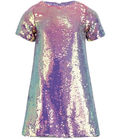 Lola + The Boys Little/Big Girls Ombre Short Sleeve Sequin Dress