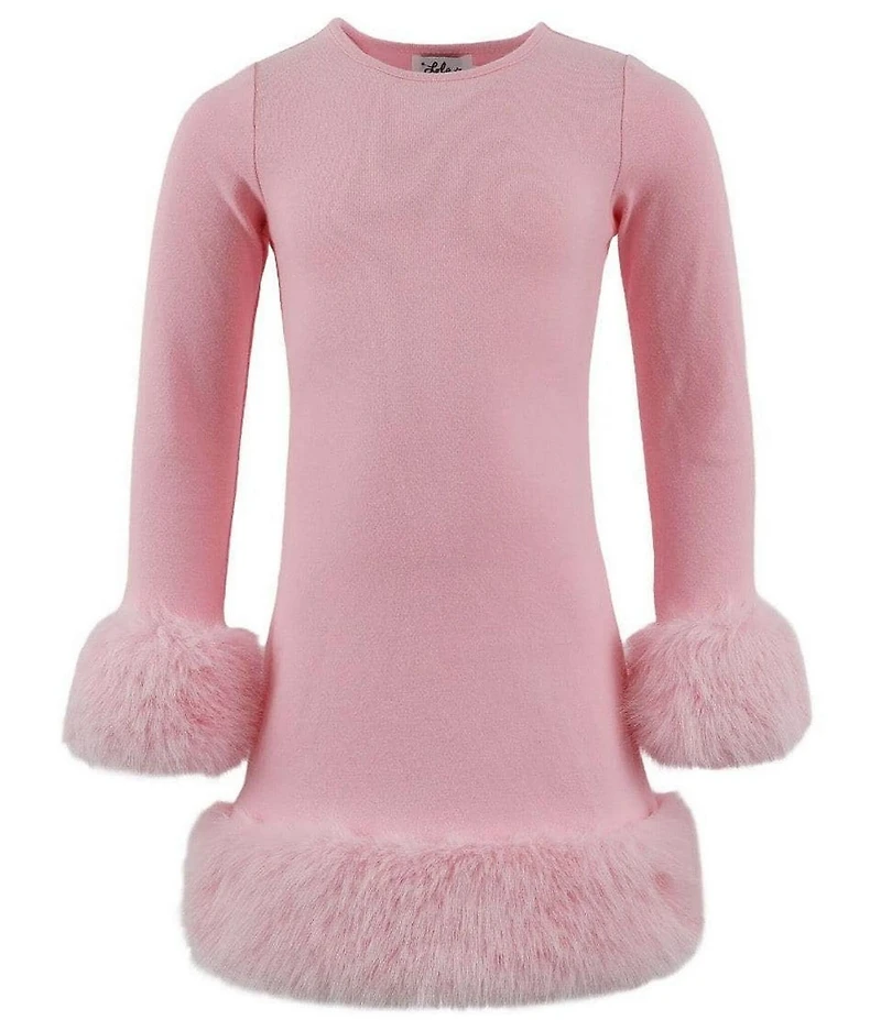 Lola + The Boys Little/Big Girls Penelope Long Sleeve Faux Fur Trim Dress
