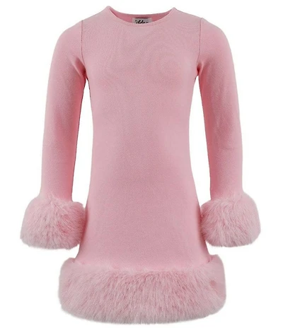 Lola + The Boys Little/Big Girls Penelope Long Sleeve Faux Fur Trim Dress