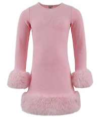 Lola + The Boys Little/Big Girls Penelope Long Sleeve Faux Fur Trim Dress