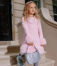 Lola + The Boys Little/Big Girls Penelope Long Sleeve Faux Fur Trim Dress