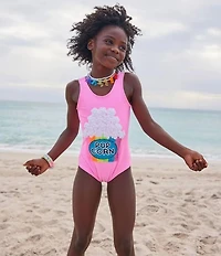 Lola + The Boys Little/Big Girls Popcorn Pearls 1-Piece Swimsuit