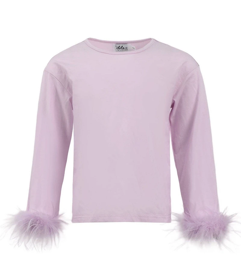 Lola + The Boys Little/Big Girls Pretty Feather Long Sleeve Top