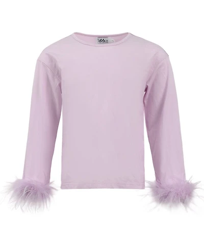 Lola + The Boys Little/Big Girls Pretty Feather Long Sleeve Top