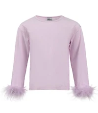 Lola + The Boys Little/Big Girls Pretty Feather Long Sleeve Top