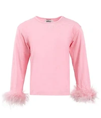 Lola + The Boys Little/Big Girls Pretty Feather Long Sleeve Top