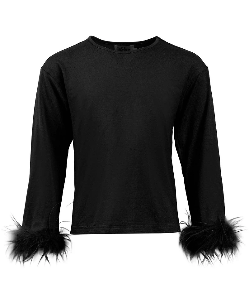 Lola + The Boys Little/Big Girls Pretty Feather Long Sleeve Top