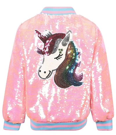 Lola + The Boys Little/Big Girls Pretty In Pink Sequin Bomber Jacket