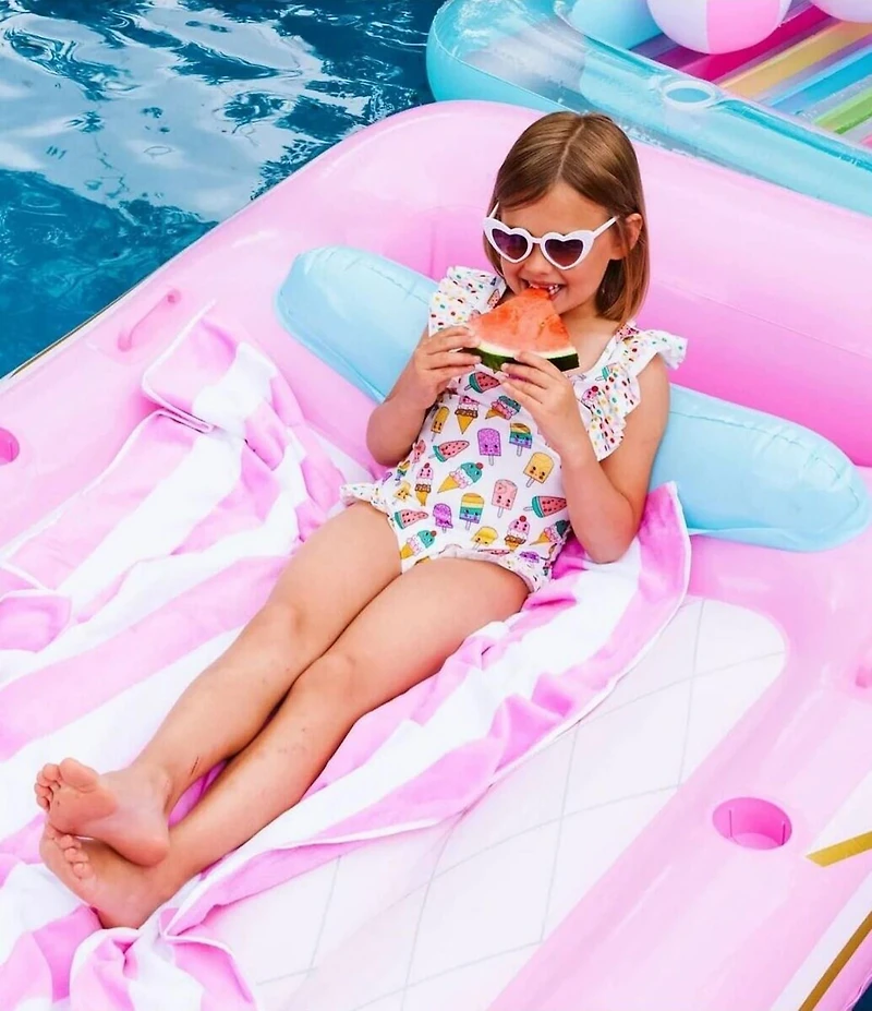 Lola + The Boys Little/Big Girls Rainbow Ice Cream Ruffle 1-Piece Swimsuit