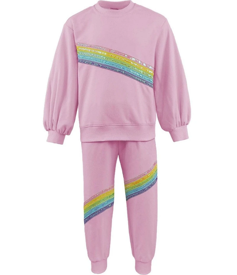 Lola + The Boys Little/Big Girls Rainbow Long Sleeve Stripe Sweatshirt & Jogger Pants Set
