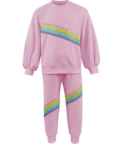 Lola + The Boys Little/Big Girls Rainbow Long Sleeve Stripe Sweatshirt & Jogger Pants Set