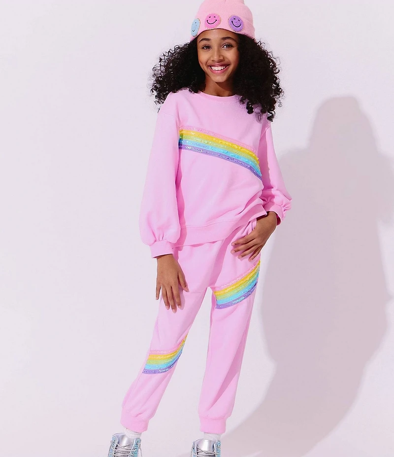 Lola + The Boys Little/Big Girls Rainbow Long Sleeve Stripe Sweatshirt & Jogger Pants Set