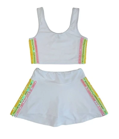 Lola + The Boys Little/Big Girls Rainbow Sequin Trim Tank Top &Tennis Skirt Set