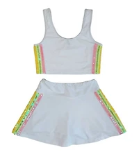 Lola + The Boys Little/Big Girls Rainbow Sequin Trim Tank Top &Tennis Skirt Set