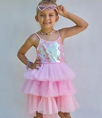 Lola + The Boys Little/Big Girls Rose Magic Paillette Sleeveless Dress